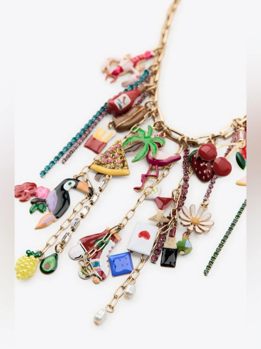 Zara charm link necklace, tropical